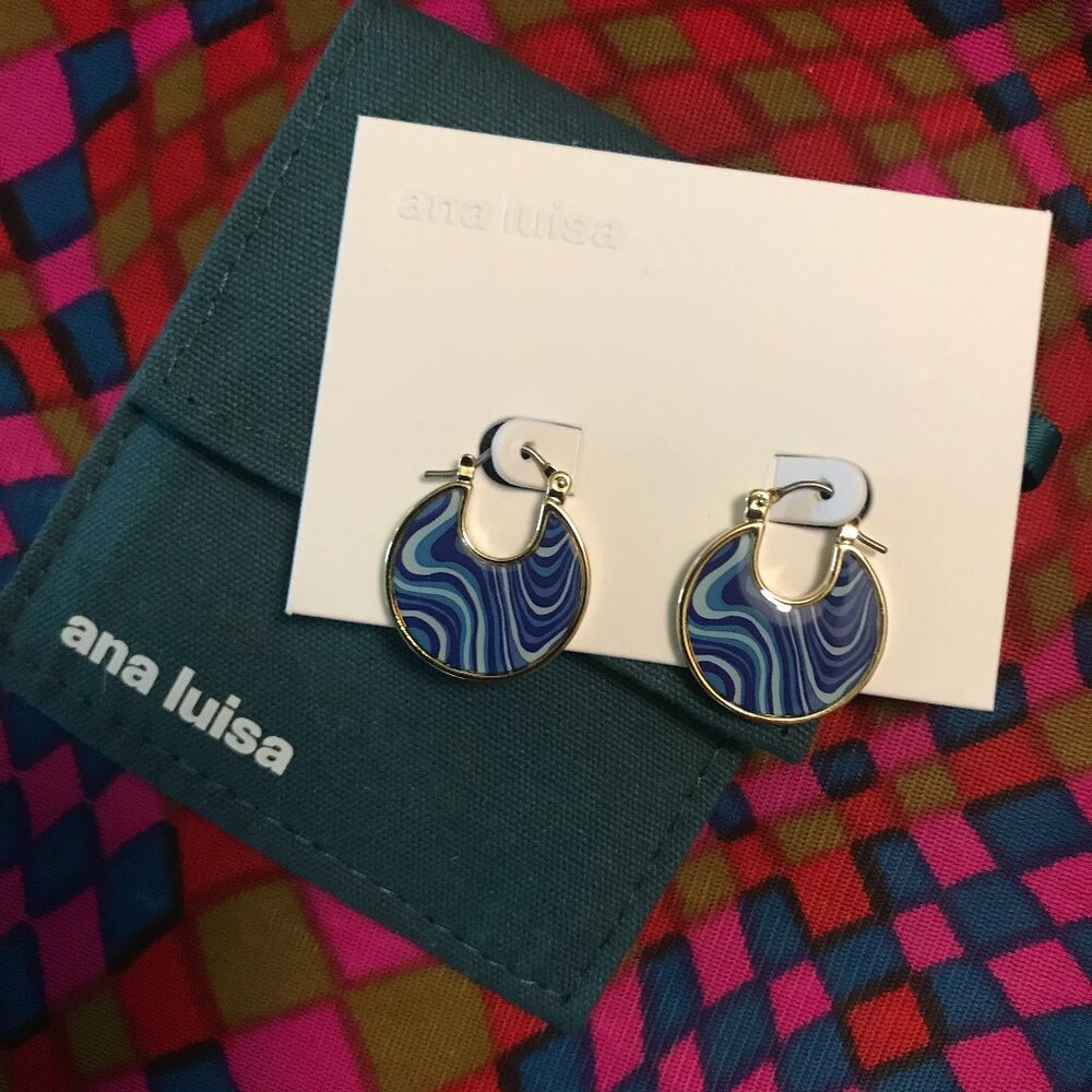Ana Luisa Hana checker blue swirl psychedelic earrings